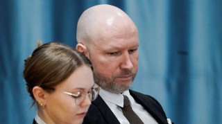 Anders Breivik and Marte Lindholm, one of his laywers, attended a court hearing at Ringerike prison in Tyristrand, Norway