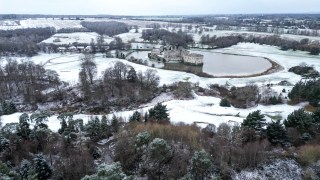 Snow covered the fields around Leeds Castle, in Kent