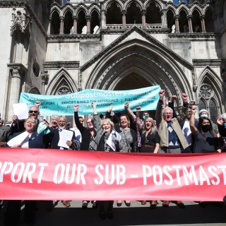 Former post office workers celebrating after their convictions were overturned by the Court of Appeal in 2021. Many more are still fighting to clear their names